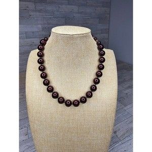 Vintage 10mm Faux Rich Chocolate Pearl Necklace 14"L + 5"Extender